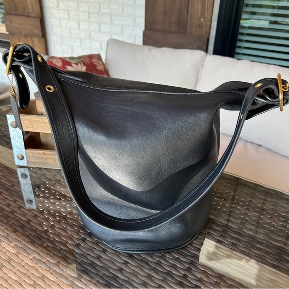 Vintage Coach Black Large Duffle Sac #9085 Feed Sac XL Bag